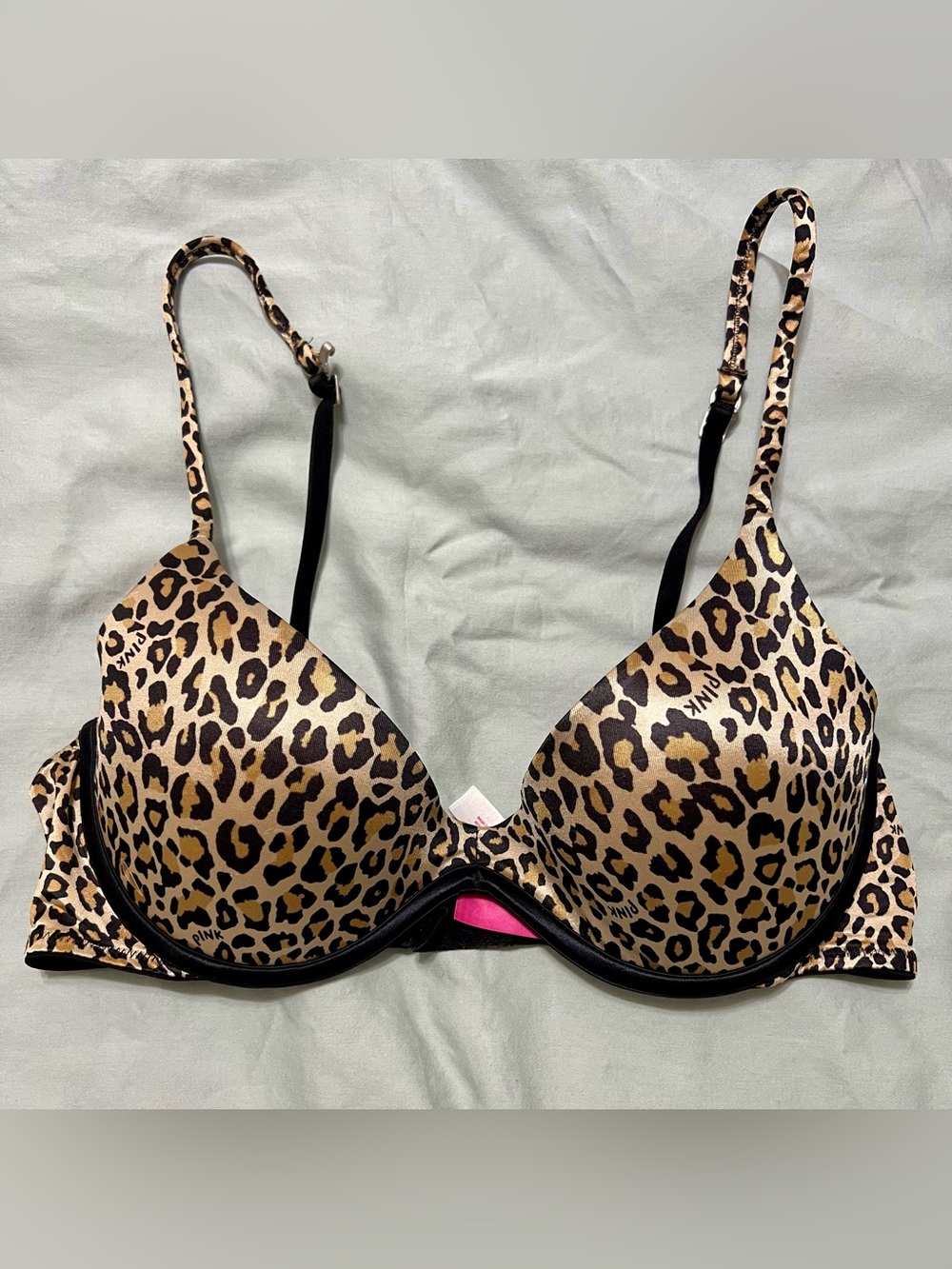 Victoria's Secret PINK Convertible Racerback Scoopneck Bra | Leopard Print | 36B